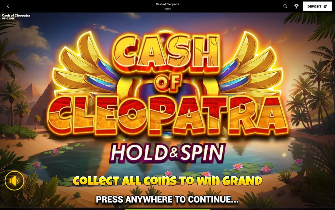 Cash of Cleopatra slot running in demo mode at Zoccer