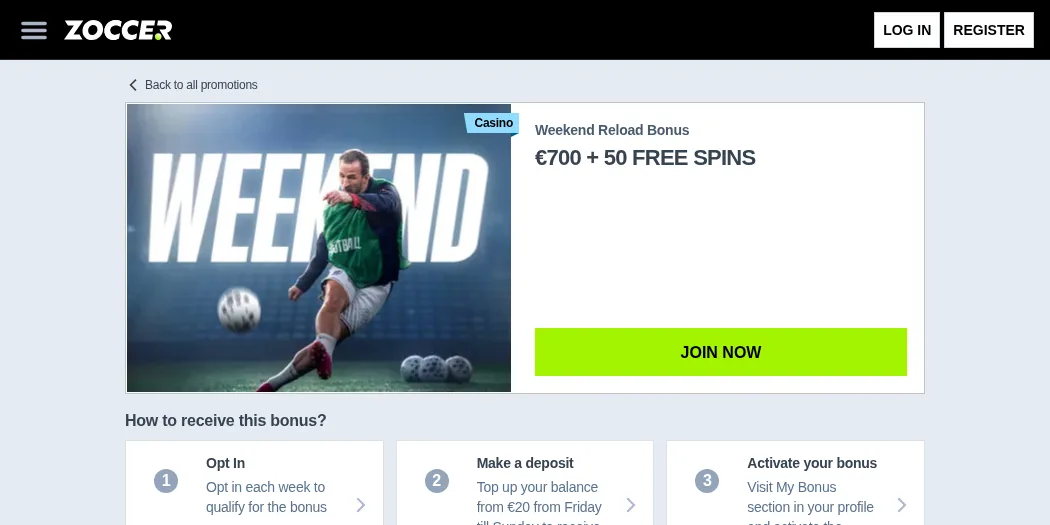 Zoccer weekend reload bonus